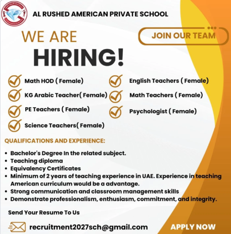Al Rushed American Private School Teaching Jobs in UAE 2026