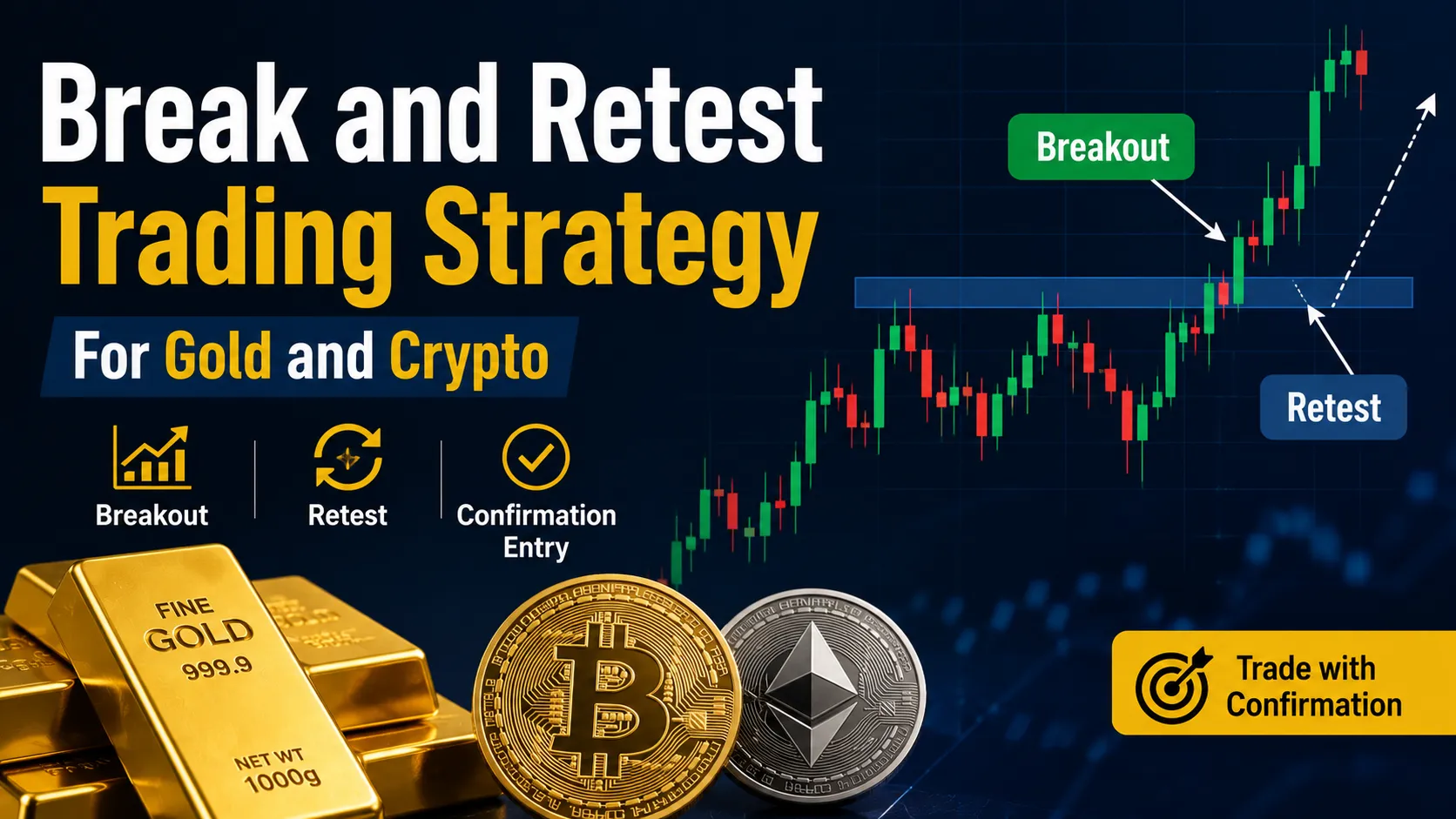 Break and Retest Trading Strategy for Gold and Crypto